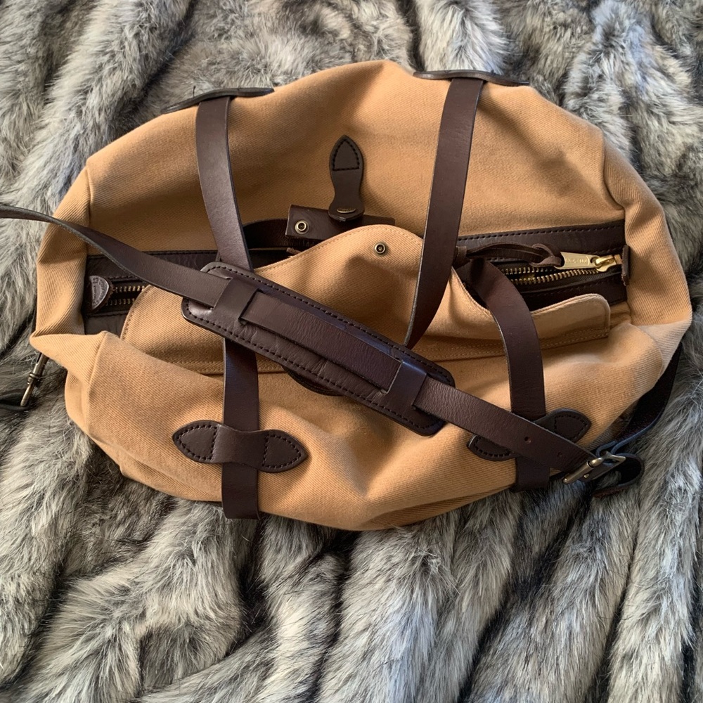 Filson Tan and Brown Duffel Bag